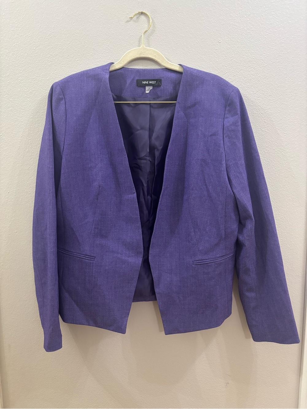 Nine West Violet Open-Front Collarless Blazer size 10